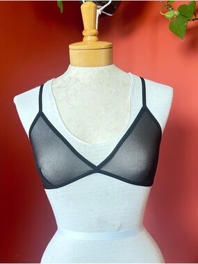 American Apparel Black Sheer Mesh Triangle Criss Cross Bralette